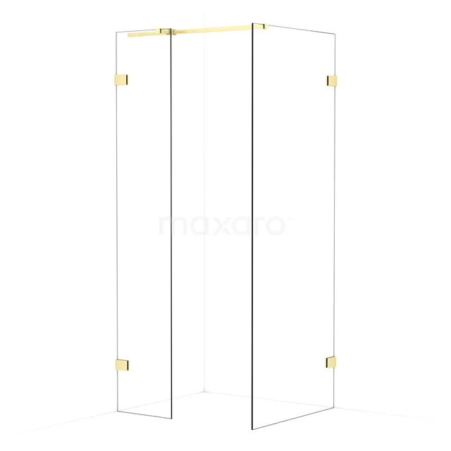 Diamond Walk-in shower | 80x40 cm Light gold Clear glass 2 fixed walls IDB0408320LG