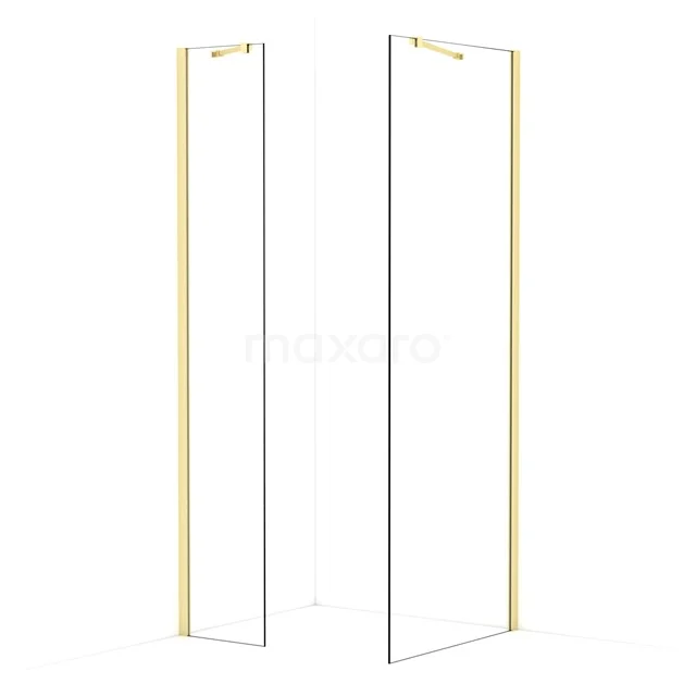 Diamond Walk-in shower | 80x40 cm Light gold Clear glass 2 fixed walls IDB0408410LG