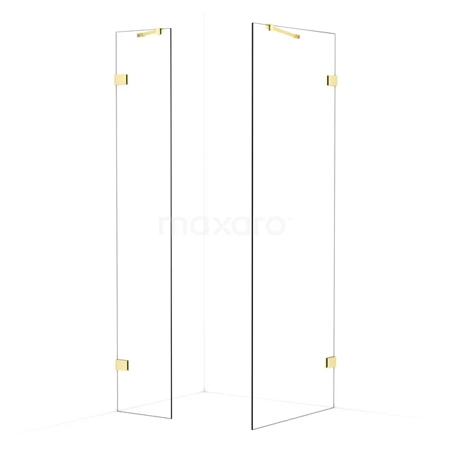 Diamond Walk-in shower | 80x40 cm Light gold Clear glass 2 fixed walls IDB0408420LG