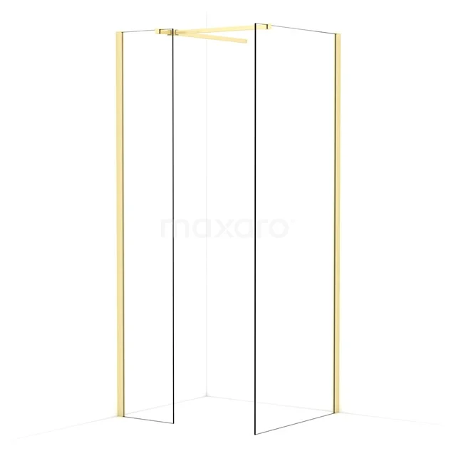 Diamond Walk-in shower | 80x40 cm Light gold Clear glass 2 fixed walls IDB0408510LG