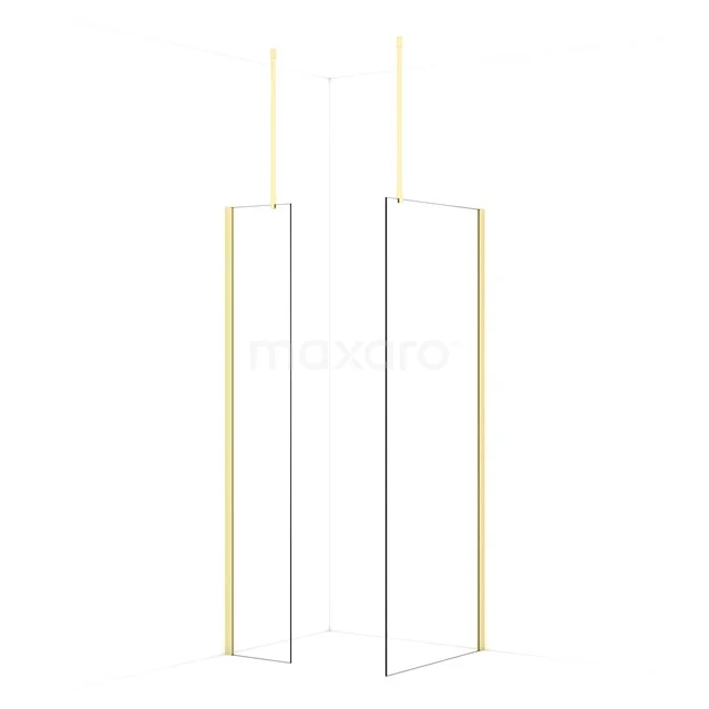 Diamond Walk-in shower | 80x40 cm Light gold Clear glass 2 fixed walls IDB0408910LG