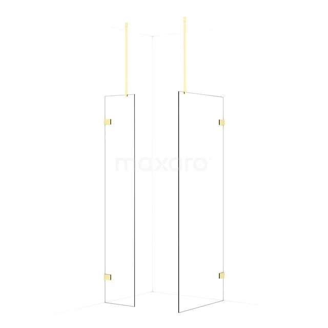 Diamond Walk-in shower | 80x40 cm Light gold Clear glass 2 fixed walls IDB0408920LG