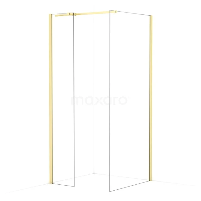 Diamond Walk-in shower | 90x40 cm Light gold Clear glass 2 fixed walls IDB0409310LG