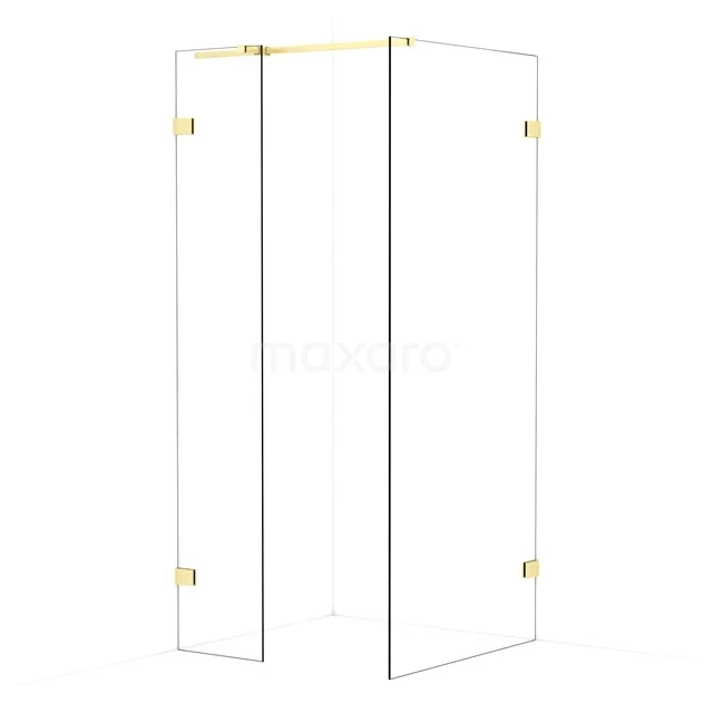Diamond Walk-in shower | 90x40 cm Light gold Clear glass 2 fixed walls IDB0409320LG