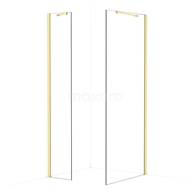 Diamond Walk-in shower | 90x40 cm Light gold Clear glass 2 fixed walls IDB0409410LG