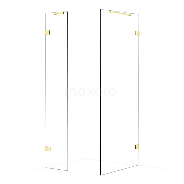 Diamond Walk-in shower | 90x40 cm Light gold Clear glass 2 fixed walls IDB0409420LG