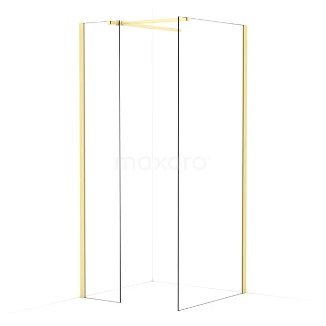 Diamond Walk-in shower | 90x40 cm Light gold Clear glass 2 fixed walls IDB0409510LG