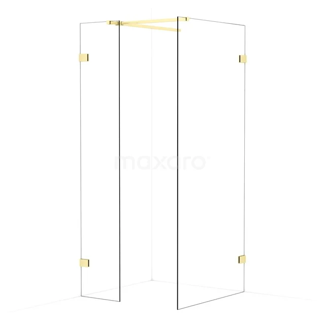 Diamond Walk-in shower | 90x40 cm Light gold Clear glass 2 fixed walls IDB0409520LG
