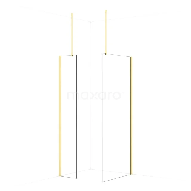 Diamond Walk-in shower | 90x40 cm Light gold Clear glass 2 fixed walls IDB0409910LG