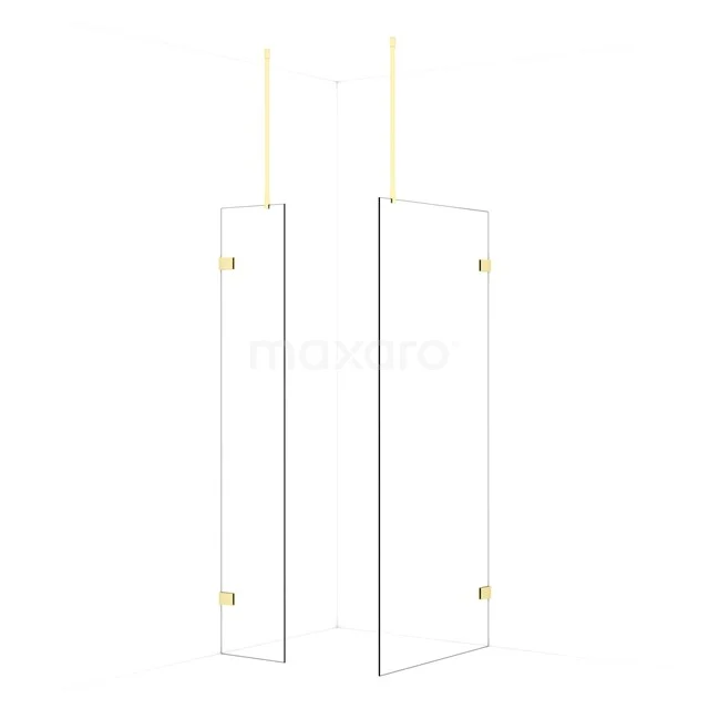 Diamond Walk-in shower | 90x40 cm Light gold Clear glass 2 fixed walls IDB0409920LG