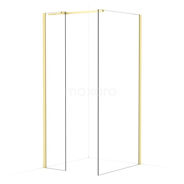 Diamond Walk-in shower | 100x40 cm Light gold Clear glass 2 fixed walls IDB0410310LG