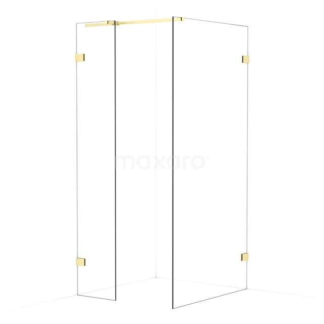 Diamond Walk-in shower | 100x40 cm Light gold Clear glass 2 fixed walls IDB0410320LG