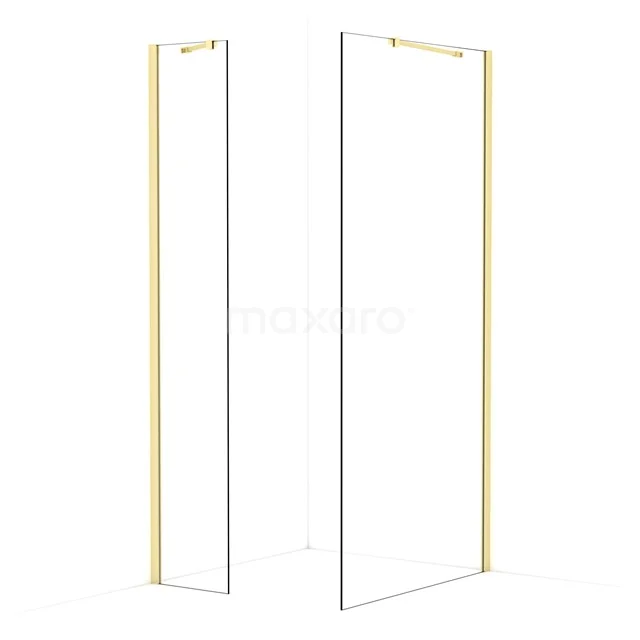 Diamond Walk-in shower | 100x40 cm Light gold Clear glass 2 fixed walls IDB0410410LG