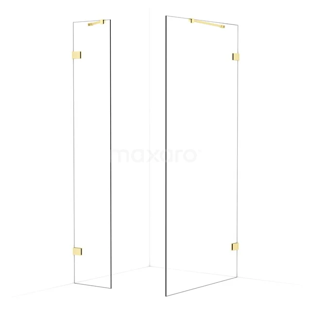 Diamond Walk-in shower | 100x40 cm Light gold Clear glass 2 fixed walls IDB0410420LG