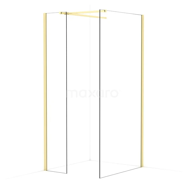 Diamond Walk-in shower | 100x40 cm Light gold Clear glass 2 fixed walls IDB0410510LG