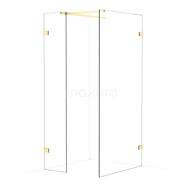 Diamond Walk-in shower | 100x40 cm Light gold Clear glass 2 fixed walls IDB0410520LG