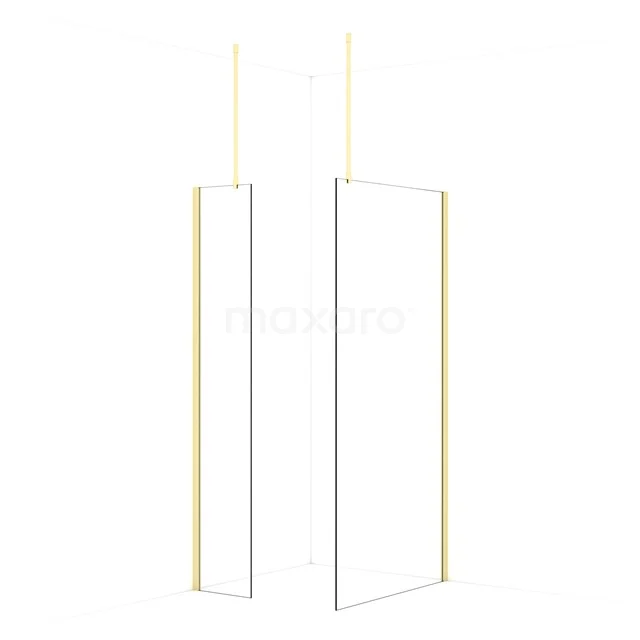 Diamond Walk-in shower | 100x40 cm Light gold Clear glass 2 fixed walls IDB0410910LG