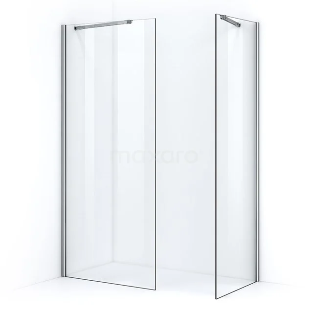 Pearl begehbare Dusche | 100x60 cm 2 feste Wände IPB0610200C Eck-Duschwand aus Klarglas mit Aluminiumprofilen, ideal für eine moderne Badezimmergestaltung.