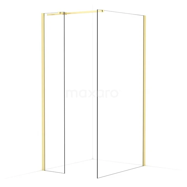 Diamond Walk-in shower | 110x40 cm Light gold Clear glass 2 fixed walls IDB0411310LG