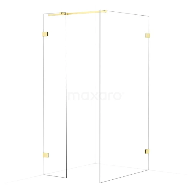 Diamond Walk-in shower | 110x40 cm Light gold Clear glass 2 fixed walls IDB0411320LG