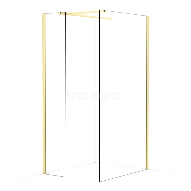 Diamond Walk-in shower | 110x40 cm Light gold Clear glass 2 fixed walls IDB0411510LG