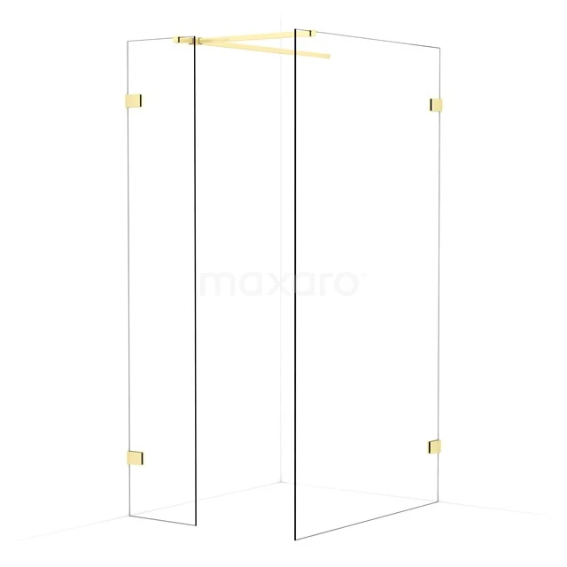 Diamond Walk-in shower | 110x40 cm Light gold Clear glass 2 fixed walls IDB0411520LG