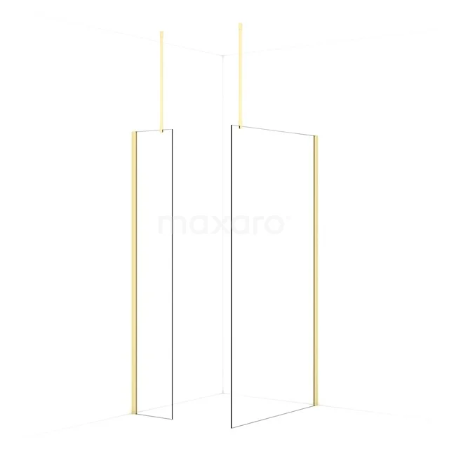 Diamond Walk-in shower | 110x40 cm Light gold Clear glass 2 fixed walls IDB0411910LG
