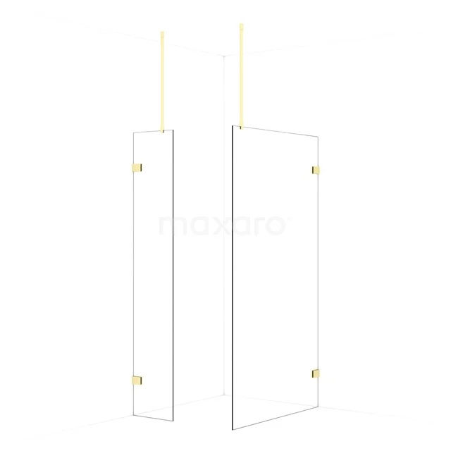 Diamond Walk-in shower | 110x40 cm Light gold Clear glass 2 fixed walls IDB0411920LG