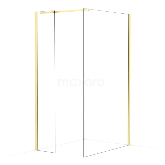 Diamond Walk-in shower | 120x40 cm Light gold Clear glass 2 fixed walls IDB0412310LG