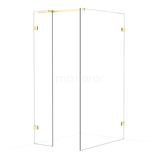 Diamond Walk-in shower | 120x40 cm Light gold Clear glass 2 fixed walls IDB0412320LG