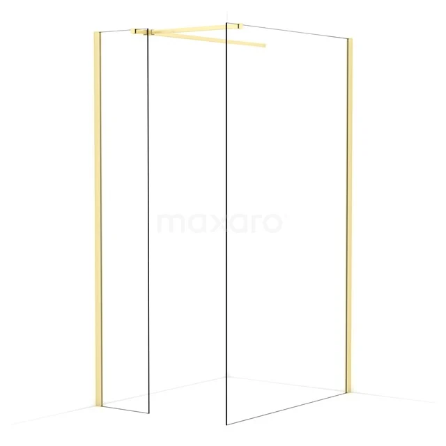 Diamond Walk-in shower | 120x40 cm Light gold Clear glass 2 fixed walls IDB0412510LG