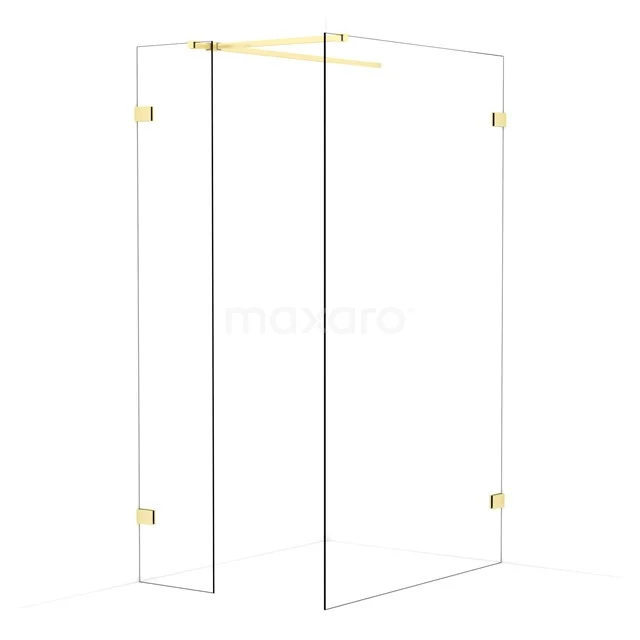 Diamond Walk-in shower | 120x40 cm Light gold Clear glass 2 fixed walls IDB0412520LG
