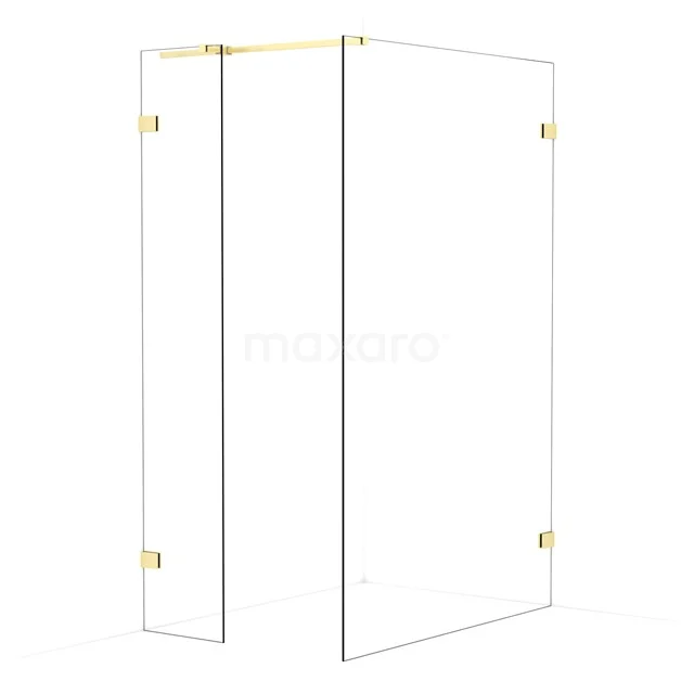 Diamond Walk-in shower | 130x40 cm Light gold Clear glass 2 fixed walls IDB0413320LG