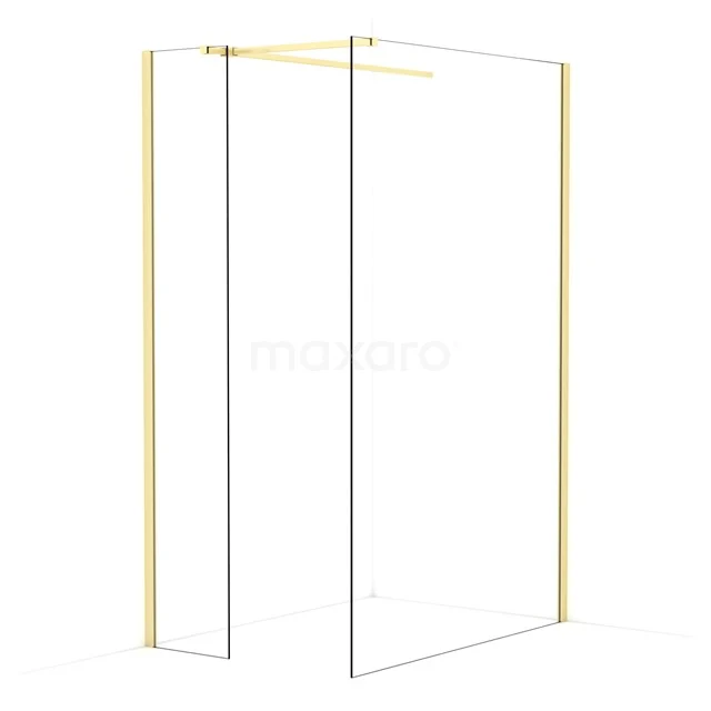 Diamond Walk-in shower | 130x40 cm Light gold Clear glass 2 fixed walls IDB0413510LG