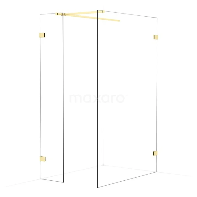 Diamond Walk-in shower | 130x40 cm Light gold Clear glass 2 fixed walls IDB0413520LG