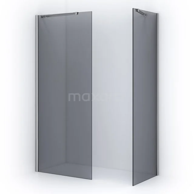 Begehbare Dusche mit schwarzen Profilen, mattgläsernen Wänden und modernem Design, ideal als stilvolle Ergänzung für jedes Badezimmer.