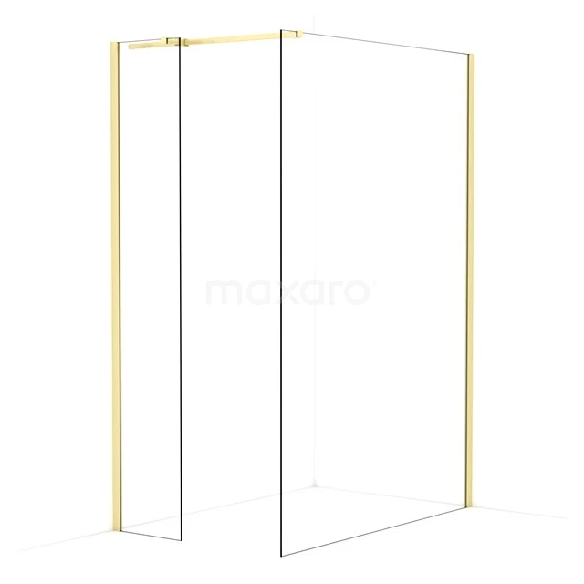 Diamond Walk-in shower | 140x40 cm Light gold Clear glass 2 fixed walls IDB0414310LG