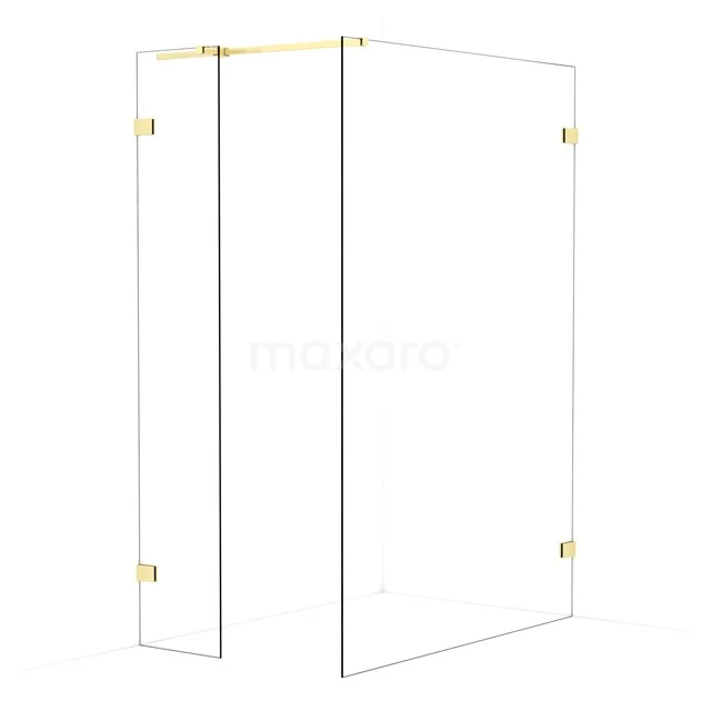 Diamond Walk-in shower | 140x40 cm Light gold Clear glass 2 fixed walls IDB0414320LG