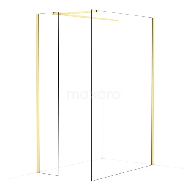 Diamond Walk-in shower | 140x40 cm Light gold Clear glass 2 fixed walls IDB0414510LG