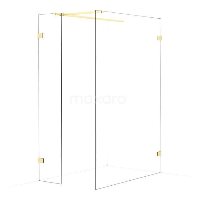 Diamond Walk-in shower | 140x40 cm Light gold Clear glass 2 fixed walls IDB0414520LG