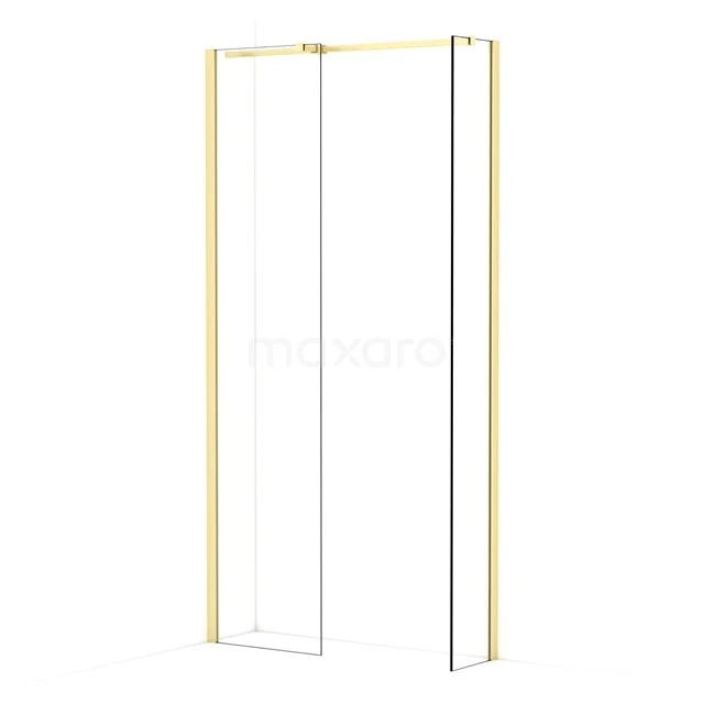 Diamond Walk-in shower | 50x30 cm Light gold Clear glass 2 fixed walls IDB0503310LG