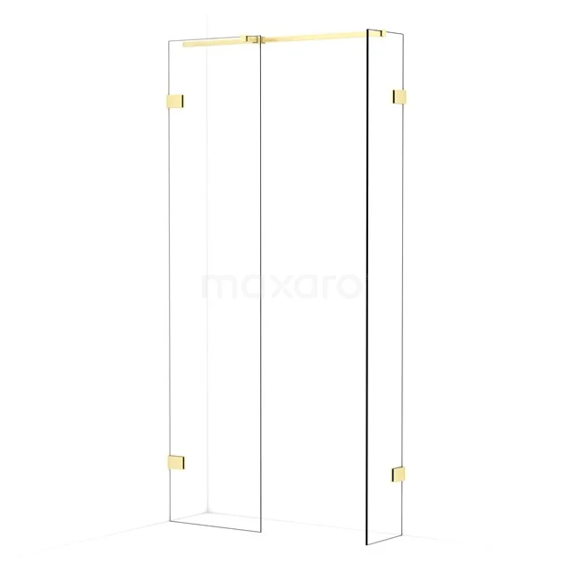 Diamond Walk-in shower | 50x30 cm Light gold Clear glass 2 fixed walls IDB0503320LG