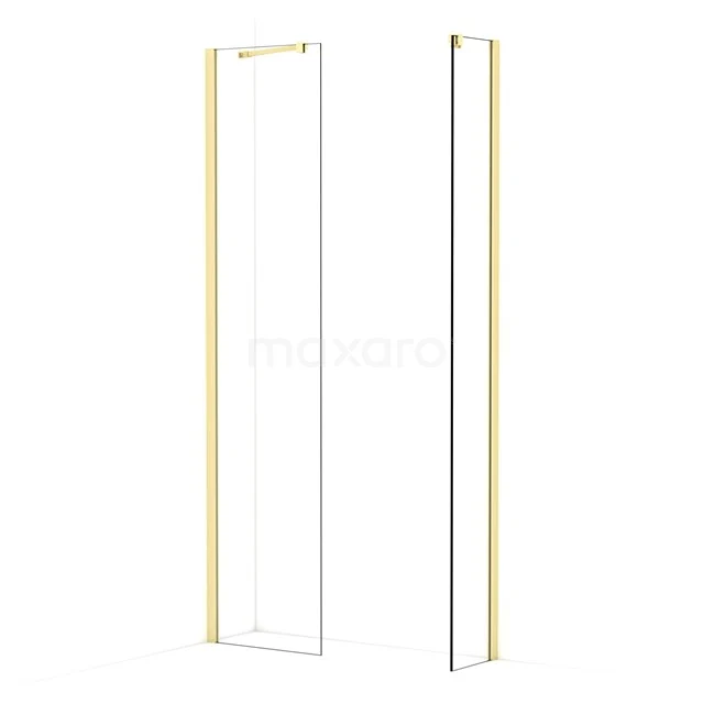 Diamond Walk-in shower | 50x30 cm Light gold Clear glass 2 fixed walls IDB0503410LG