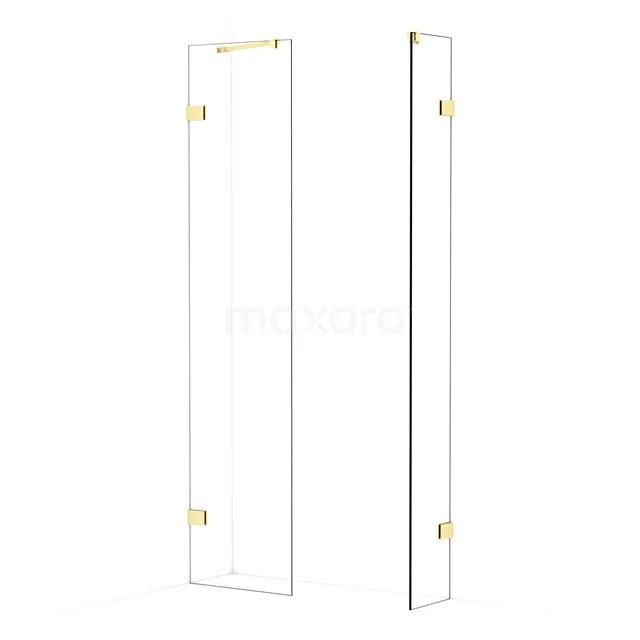 Diamond Walk-in shower | 50x30 cm Light gold Clear glass 2 fixed walls IDB0503420LG