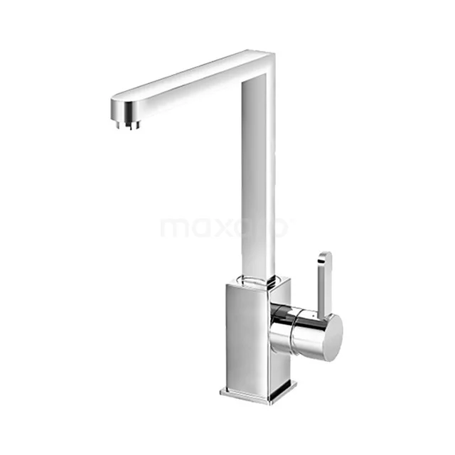 Kitchen tap Distinct Chrome, Single lever mixer tap, Chrome 66.005.001 Chrome straight basin tap with sleek square design, suitable for modern bathrooms.