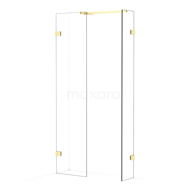 Diamond Walk-in shower | 50x30 cm Light gold Clear glass 2 fixed walls IDB0503520LG
