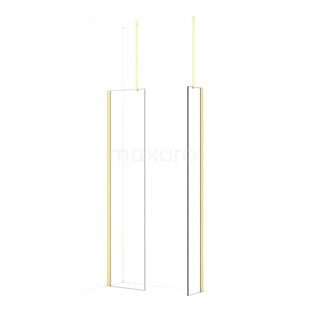 Diamond Walk-in shower | 50x30 cm Light gold Clear glass 2 fixed walls IDB0503910LG