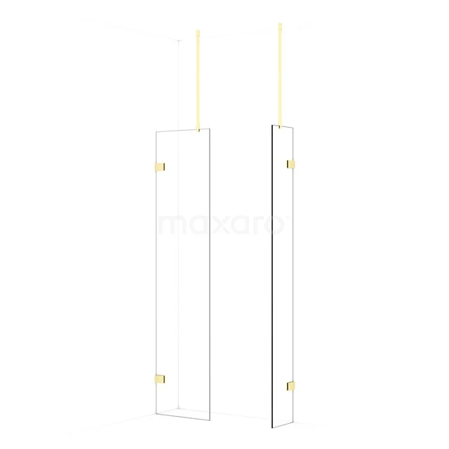 Diamond Walk-in shower | 50x30 cm Light gold Clear glass 2 fixed walls IDB0503920LG