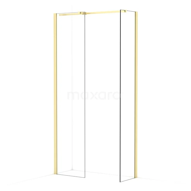 Diamond Walk-in shower | 50x40 cm Light gold Clear glass 2 fixed walls IDB0504310LG