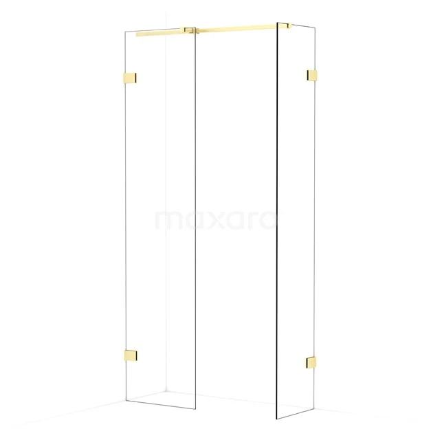 Diamond Walk-in shower | 50x40 cm Light gold Clear glass 2 fixed walls IDB0504320LG